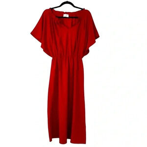 Everly Red Midi Dress Flowy Valentine's Day